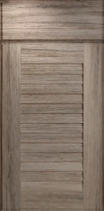 grey louvered cabinet door